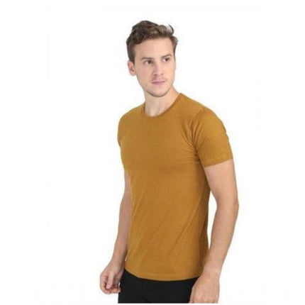 Rosolly Men'sÂ Casual Short Sleeves Cotton Round Neck T-shirt (Mustard)