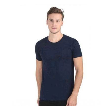 Rosolly Men'sÂ Casual Short Sleeves Cotton Round Neck T-shirt (Navy blue)