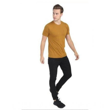 Rosolly Men'sÂ Casual Short Sleeves Cotton Round Neck T-shirt (Mustard)