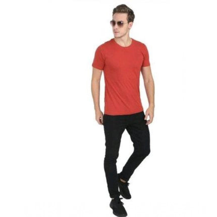Rosolly Men'sÂ Casual Short Sleeves Cotton Round Neck T-shirt (Red)