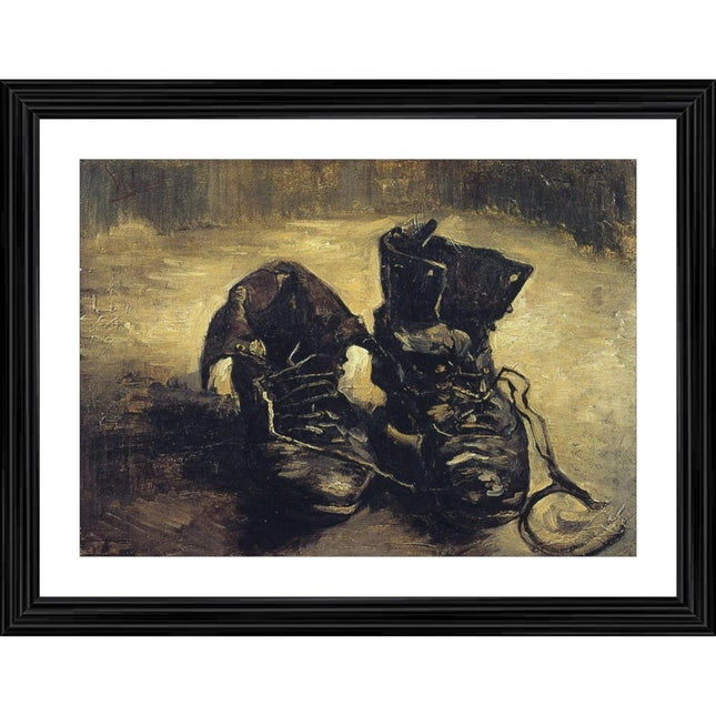 Rosolly A Pair of Shoes 1886 Painting With Wood Photo Frame (Multicolor)