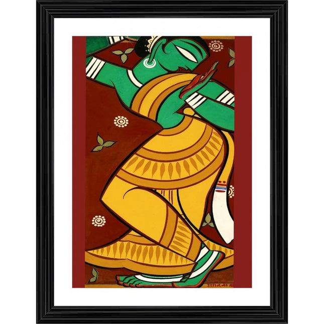 Rosolly Dancing Woman 1 Painting With Wood Photo Frame (Multicolor)