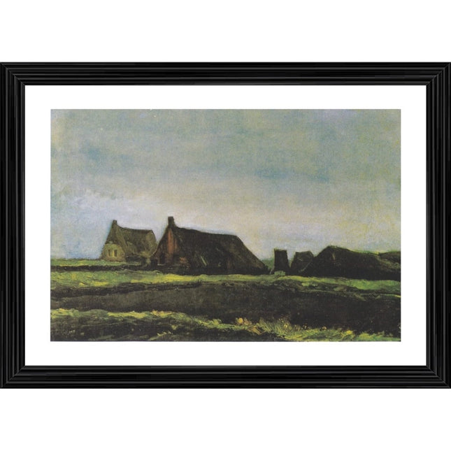 Rosolly Cottages 1883 Painting With Wood Photo Frame (Multicolor)