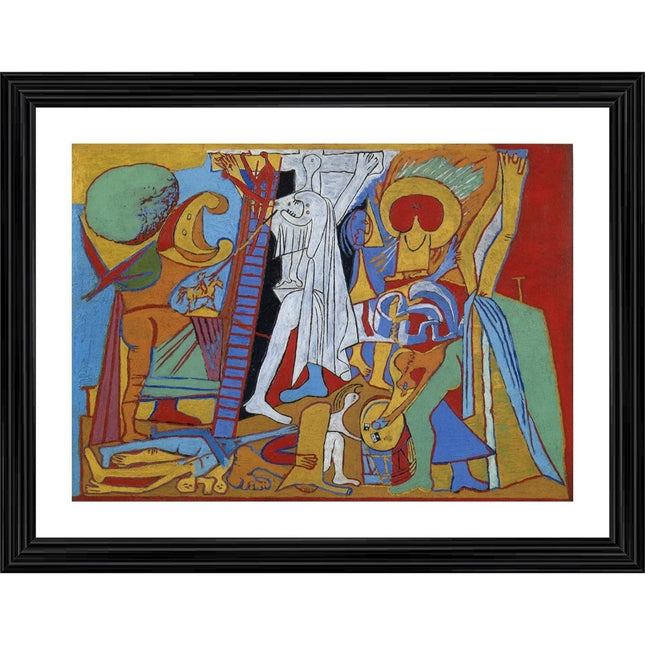 Rosolly Crucifixion 1930 Painting With Wood Photo Frame (Multicolor)