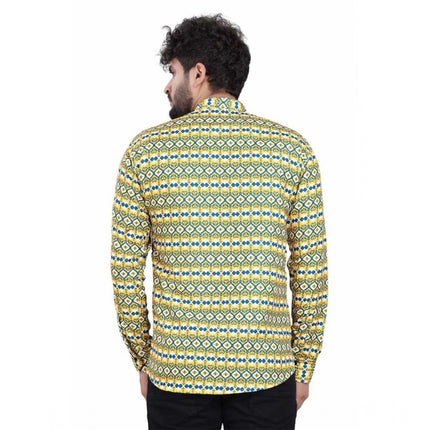 Rosolly Men's Cotton Blended Printed Full Sleeve Shortkurta (Multicolor)
