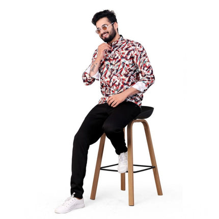 Rosolly Men's Cotton Blended Printed Full Sleeve Shortkurta (Multicolor)