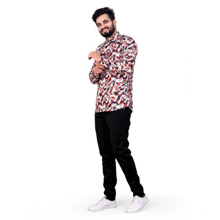Rosolly Men's Cotton Blended Printed Full Sleeve Shortkurta (Multicolor)
