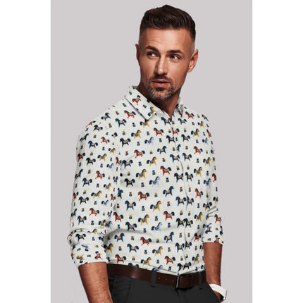 Rosolly Men's Cotton Blended Printed Full Sleeve Shirt (Multicolor)
