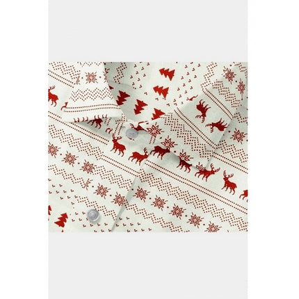 Rosolly Men's Cotton Blended Printed Full Sleeve Shirt (White-Red)