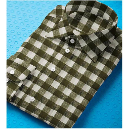 Rosolly Men's Cotton Blended Checked Full Sleeve Shirt (White-Green)