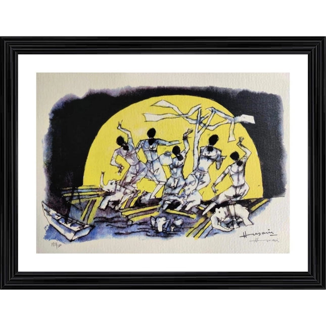 Rosolly Dancing Ladies Painting With Wood Photo Frame (Multicolor)