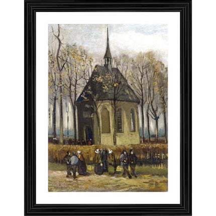Rosolly Congregation Leaving the Reformed Church 1884 Painting With Wood Photo Frame (Multicolor)