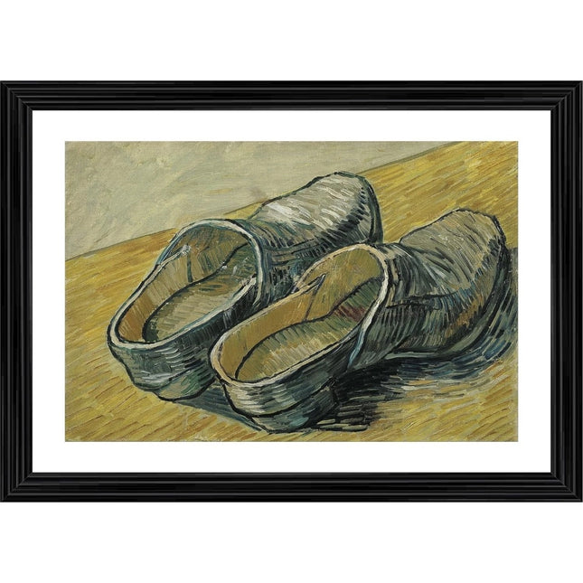 Rosolly A Pair of Leather Clogs 1889 Painting With Wood Photo Frame (Multicolor)