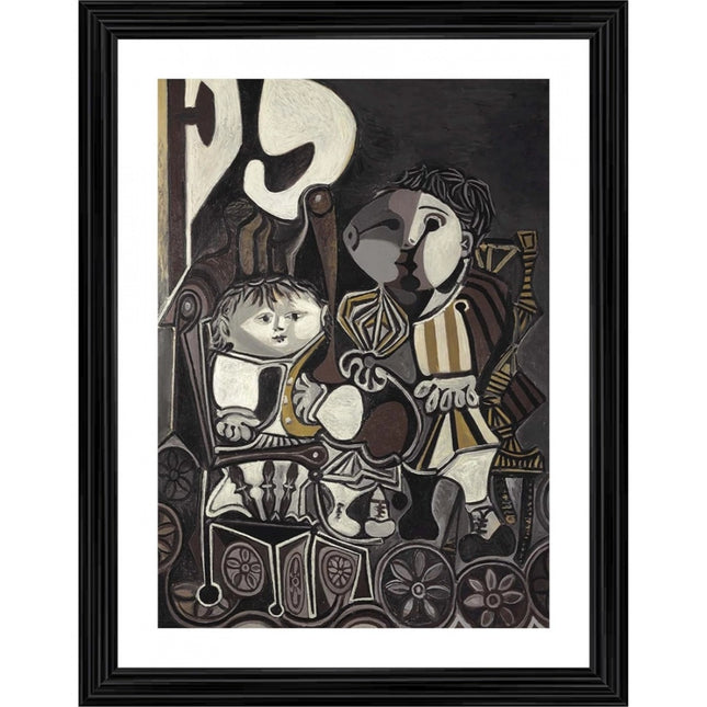 Rosolly Claude and Paloma 1954 Painting With Wood Photo Frame (Multicolor)