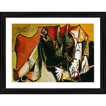 Rosolly Bullfight 1 Painting With Wood Photo Frame (Multicolor)
