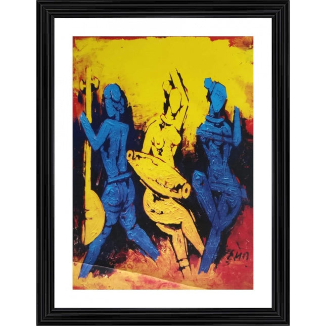 Rosolly Dancers Painting With Wood Photo Frame (Multicolor)