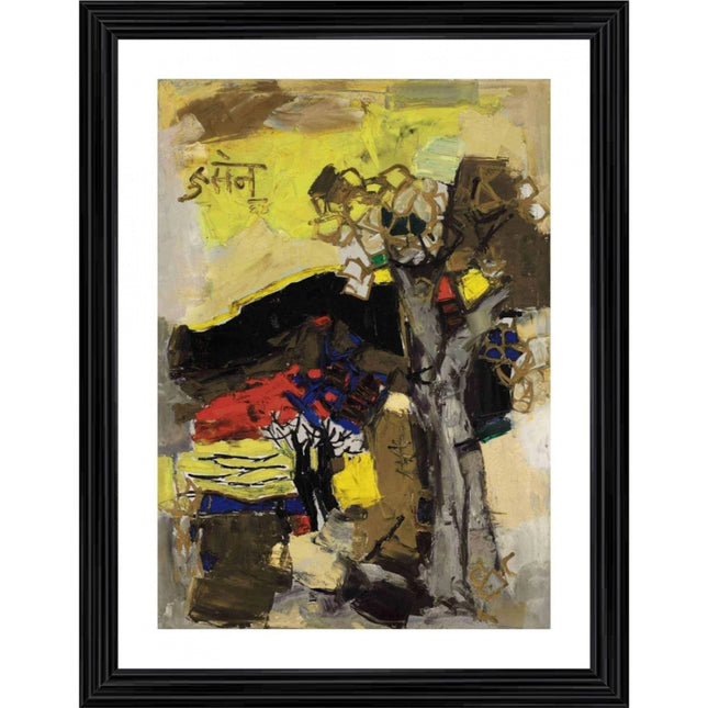Rosolly Black Hill 1964 Painting With Wood Photo Frame (Multicolor)