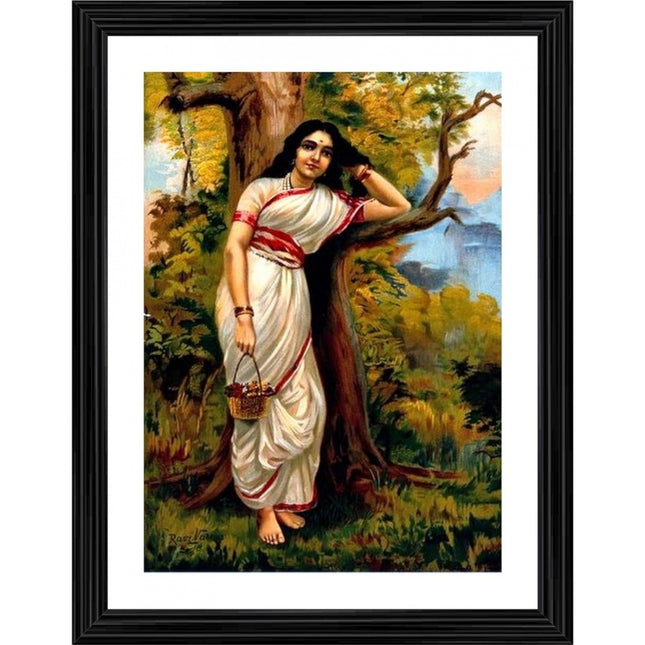 Rosolly Ahalya Ahilya 1900 Painting With Wood Photo Frame (Multicolor)