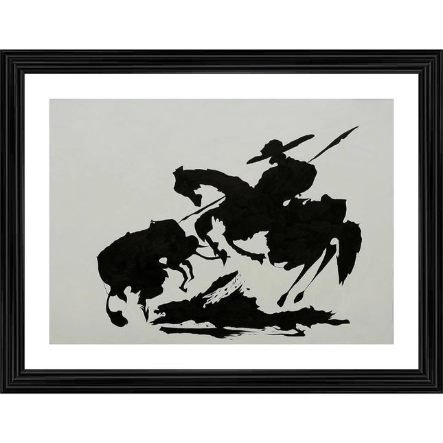 Rosolly Bullfight 7 Painting With Wood Photo Frame (Multicolor)