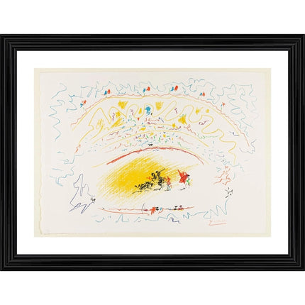 Rosolly Bullfight 6 Painting With Wood Photo Frame (Multicolor)