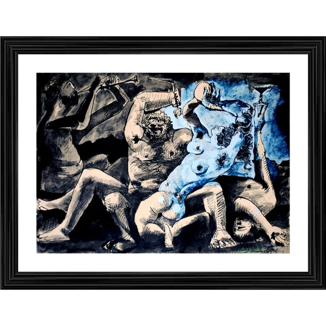Rosolly Bacchanale 1955 Painting With Wood Photo Frame (Multicolor)