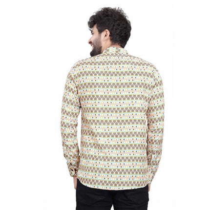 Rosolly Men's Cotton Blended Printed Full Sleeve Shortkurta (Multicolor)