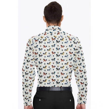 Rosolly Men's Cotton Blended Printed Full Sleeve Shirt (Multicolor)