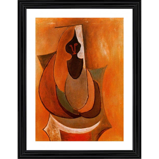 Rosolly Cubist Person 1917 Painting With Wood Photo Frame (Multicolor)