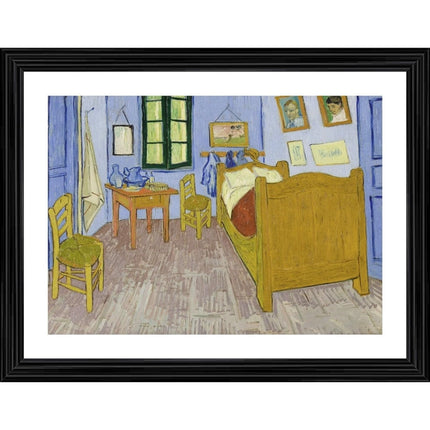 Rosolly Bedroom in Arles 1888 Painting With Wood Photo Frame (Multicolor)