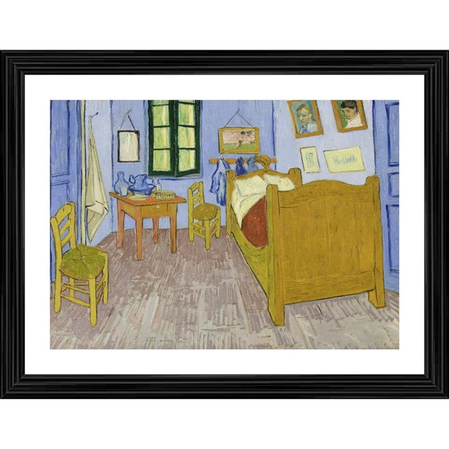 Rosolly Bedroom in Arles 1888 Painting With Wood Photo Frame (Multicolor)