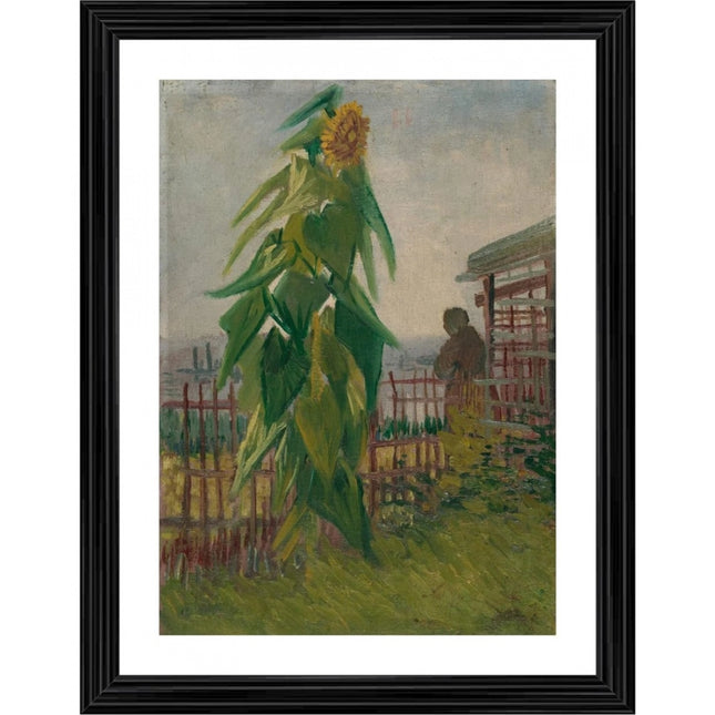 Rosolly Allotment with Sunflower 1887 Painting With Wood Photo Frame (Multicolor)