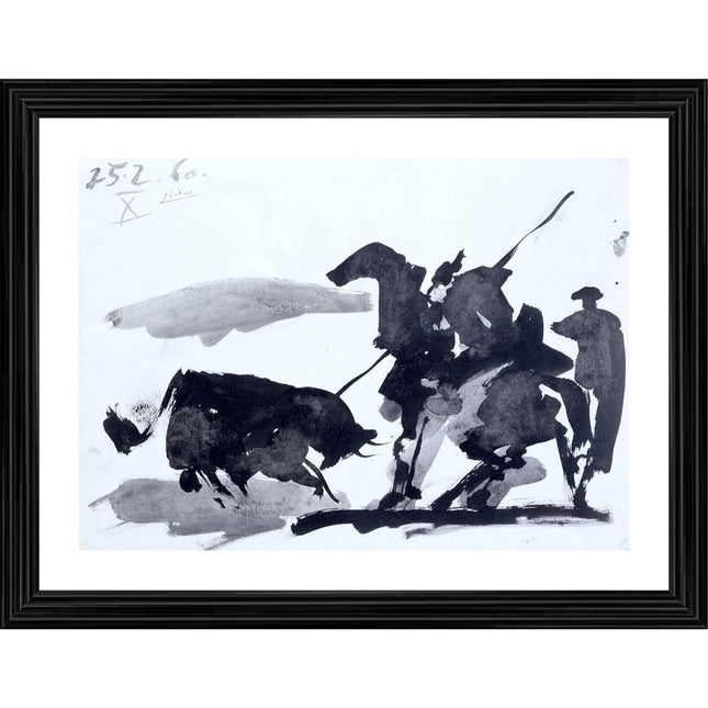 Rosolly Bullfight 8 Painting With Wood Photo Frame (Multicolor)