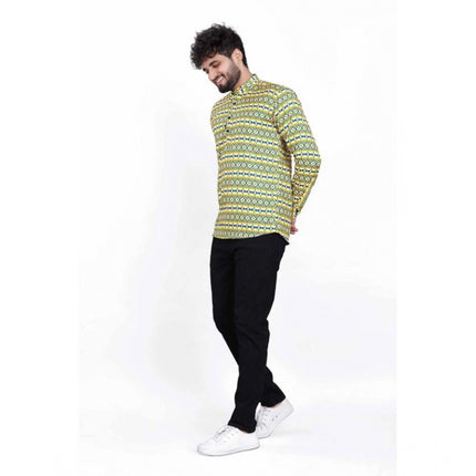 Rosolly Men's Cotton Blended Printed Full Sleeve Shortkurta (Multicolor)