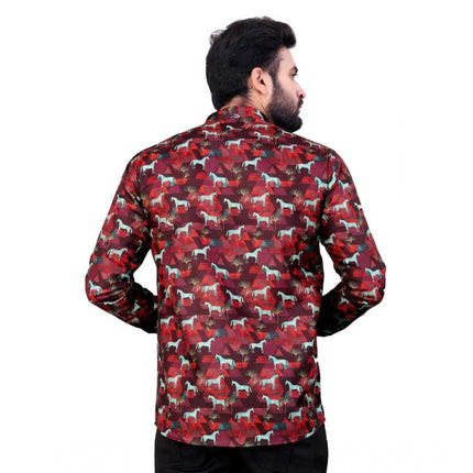 Rosolly Men's Cotton Blended Printed Full Sleeve Shortkurta (Multicolor)