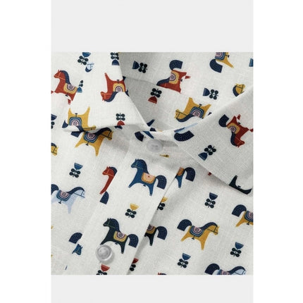 Rosolly Men's Cotton Blended Printed Full Sleeve Shirt (Multicolor)