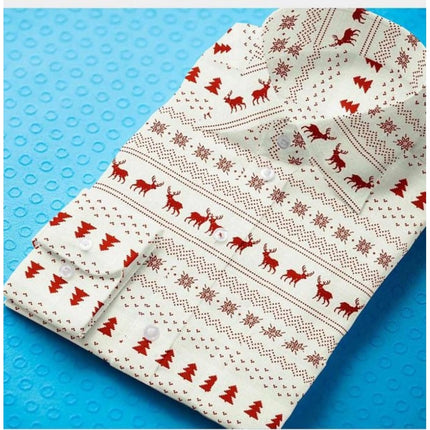 Rosolly Men's Cotton Blended Printed Full Sleeve Shirt (White-Red)