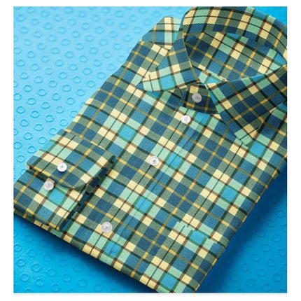 Rosolly Men's Cotton Blended Checked Full Sleeve Shirt (Green-Yellow)