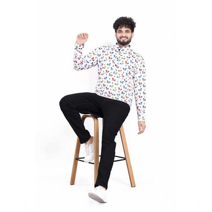 Rosolly Men's Cotton Blended Printed Full Sleeve Shortkurta (Multicolor)
