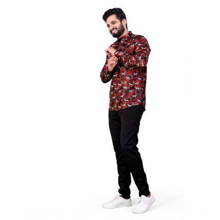 Rosolly Men's Cotton Blended Printed Full Sleeve Shortkurta (Multicolor)