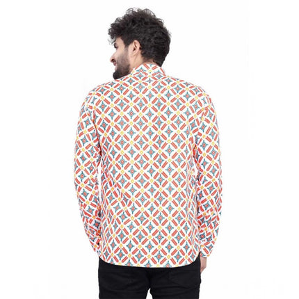 Rosolly Men's Cotton Blended Printed Full Sleeve Shortkurta (Multicolor)