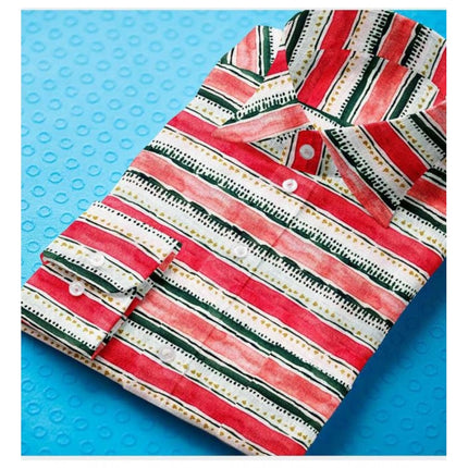 Rosolly Men's Cotton Blended Striped Full Sleeve Shirt (Red-White)