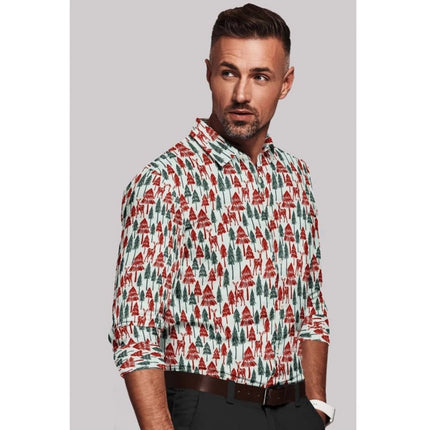 Rosolly Men's Cotton Blended Printed Full Sleeve Shirt (Multicolor)