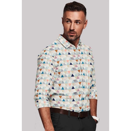 Rosolly Men's Cotton Blended Printed Full Sleeve Shirt (Multicolor)