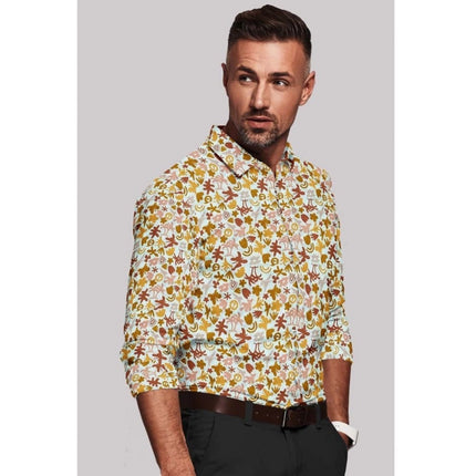 Rosolly Men's Cotton Blended Printed Full Sleeve Shirt (Multicolor)