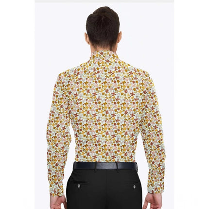 Rosolly Men's Cotton Blended Printed Full Sleeve Shirt (Multicolor)