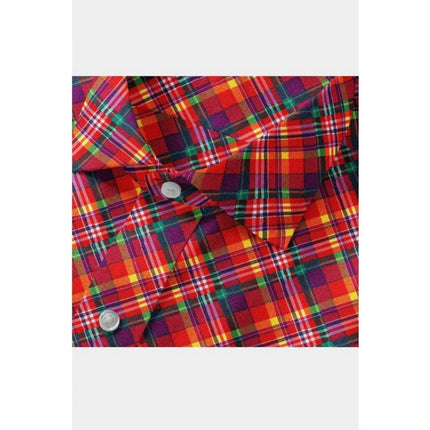 Rosolly Men's Cotton Blended Checked Full Sleeve Shirt (Red)