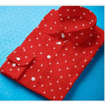 Rosolly Men's Cotton Blended Printed Full Sleeve Shirt (Red)