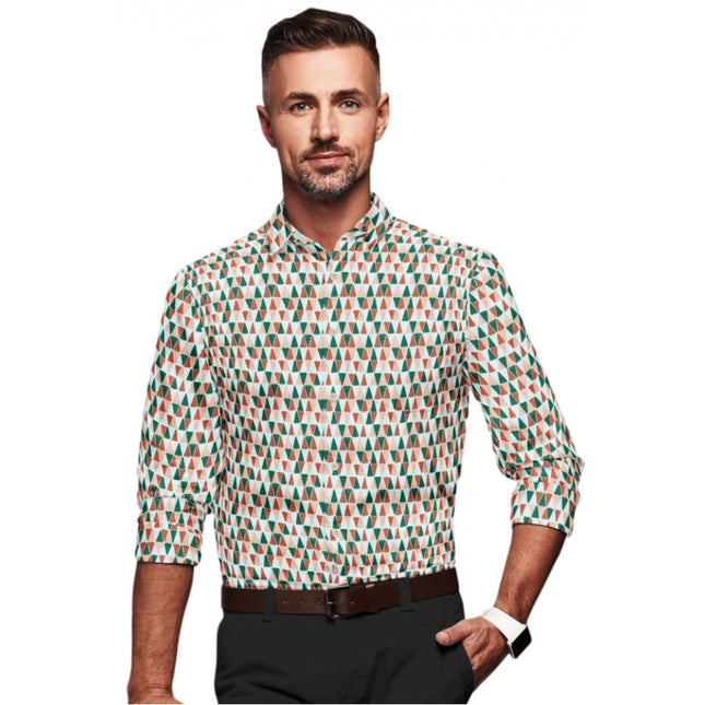Rosolly Men's Cotton Blended Printed Full Sleeve Shirt (Multicolor)