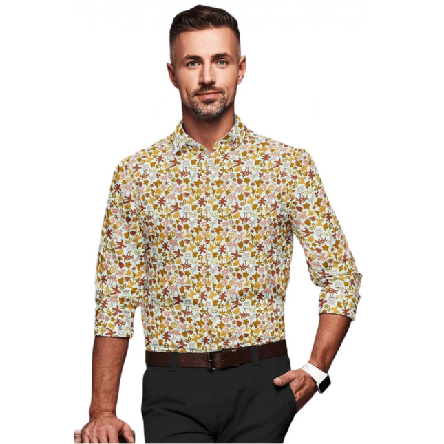 Rosolly Men's Cotton Blended Printed Full Sleeve Shirt (Multicolor)