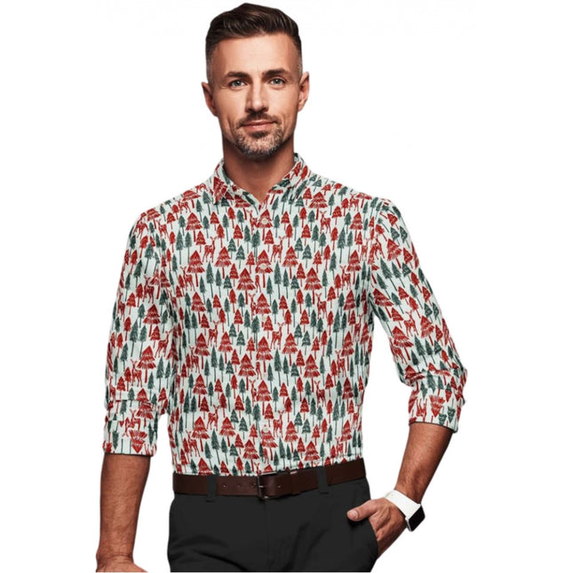 Rosolly Men's Cotton Blended Printed Full Sleeve Shirt (Multicolor)
